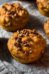 Healthy Homemade Chocolate Chip Pumpkin Muffins