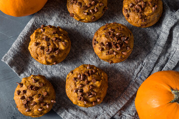 Healthy Homemade Chocolate Chip Pumpkin Muffins