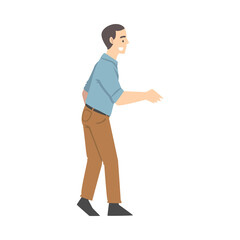 Happy Man Shaking Hand as Brief Greeting or Parting Tradition Vector Illustration