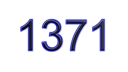 blue 1371 number 3d effect white background