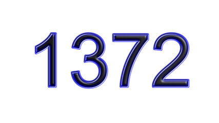 blue 1372 number 3d effect white background