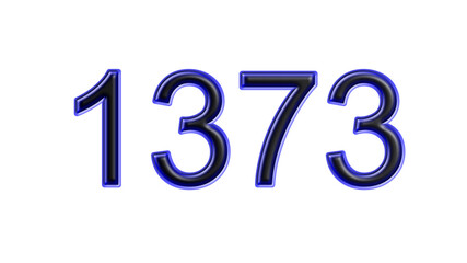 blue 1373 number 3d effect white background