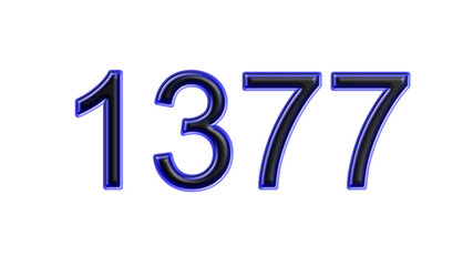 blue 1377 number 3d effect white background