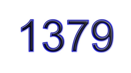 blue 1379 number 3d effect white background