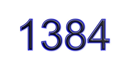 blue 1384 number 3d effect white background