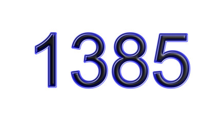 blue 1385 number 3d effect white background
