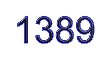 blue 1389 number 3d effect white background