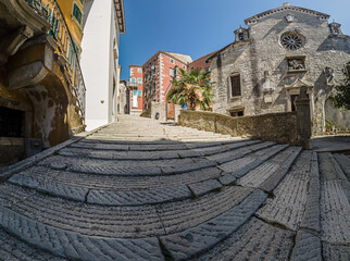 Picture from the historic center of the medieval town of Labin in central Istria during the day