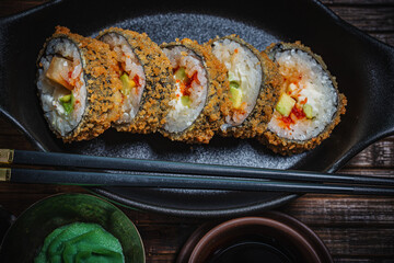 Sushi- delicious menu Fastfood- restaurant concept