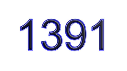 blue 1391 number 3d effect white background
