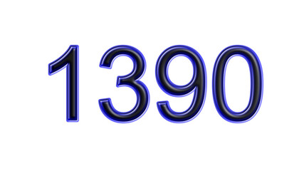 blue 1390 number 3d effect white background