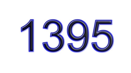 blue 1395 number 3d effect white background