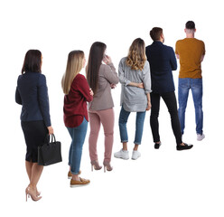 Obraz premium People waiting in queue on white background
