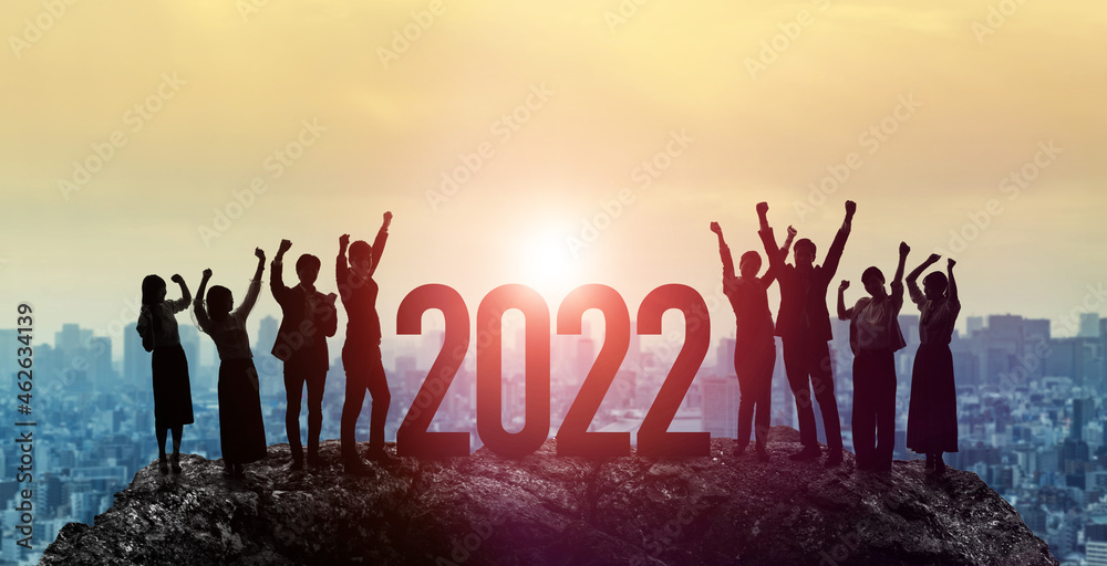Poster 2022年イメージ　ビジネス向け年賀状素材　喜ぶ人々