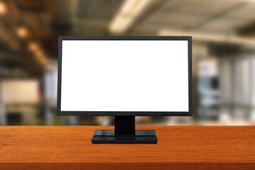 Blank computer screen on the table. with copy space