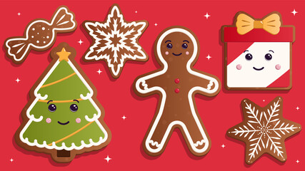 vector gingerbread cookies, christmas cookies, illustration with christmas cookies