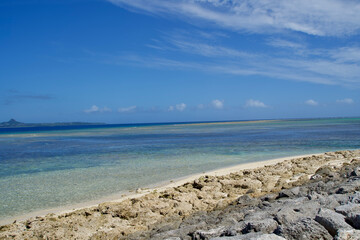 The view of beautiful sea with Ie island.