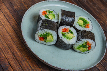 Japanese sushi - fast food. Asian traditional snack