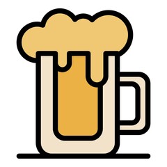 Full beer mug icon. Outline full beer mug vector icon color flat isolated