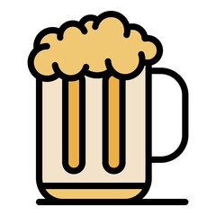 Mug of beer with foam icon. Outline mug of beer with foam vector icon color flat isolated