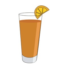 fresh orange drink with lemon sliced vector design