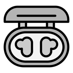 Headphone charging box icon. Outline headphone charging box vector icon color flat isolated