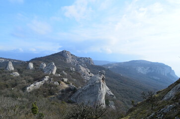 Mountain landscape. Beautiful view of the Crimean Mountain of Ilyas-Kai mountain. 
