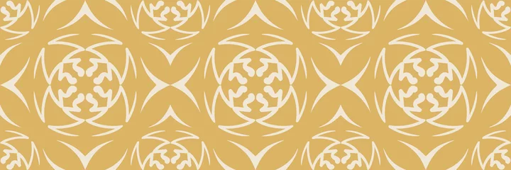  Decoratieve achtergrondpatroon met florale ornamenten op gouden achtergrond in vintage stijl. Naadloos patroon voor behang, textuur. vector afbeelding © PETR BABKIN
