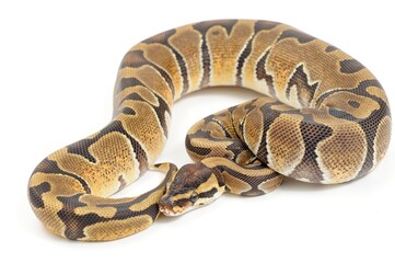 Ball python (Python regius) on a white background