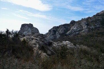 Fototapeta na wymiar Crimean mountains. Mountain landscape. Mountains and sky in the Crimea.