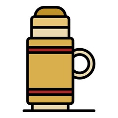 Thermos icon. Outline thermos vector icon color flat isolated