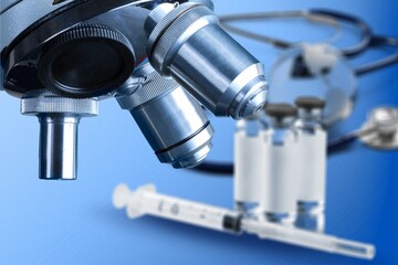 Fototapeta na wymiar Modern biotechnology scientific research equipment, microscope