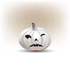 Halloween pumpkin with happy face on white background.