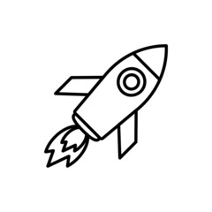 Space shuttle flat icon. Pictogram for web. Line stroke. Rocket isolated on white background. Vector eps10
