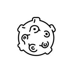 Space asteroid flat icon. Pictogram for web. Line stroke. Asteroid isolated on white background. Vector eps10