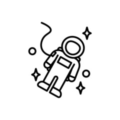 Cosmonaut flat icon. Pictogram for web. Line stroke. Isolated on white background. Vector eps10