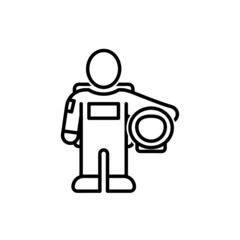 Cosmonaut flat icon. Pictogram for web. Line stroke. Isolated on white background. Vector eps10