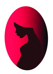 thinking woman looking at the floor .  logo design. Woman with headless face made in side profile