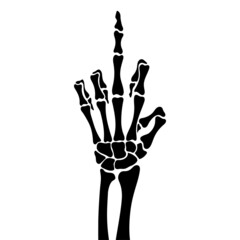 Skeleton hand shows middle finger, vector illustration