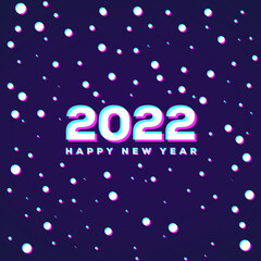 Snow Falling Style 3D Effect Anaglyph Reveals Happy New Year 2022 Background Abstract
