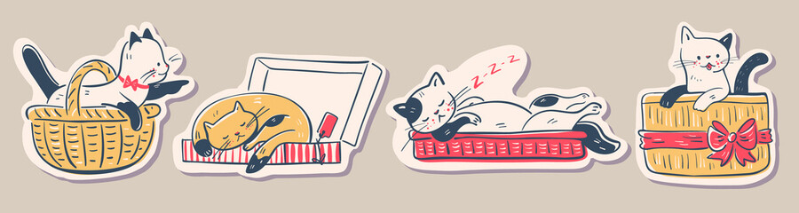 Illustration of funny cartoon kittens.