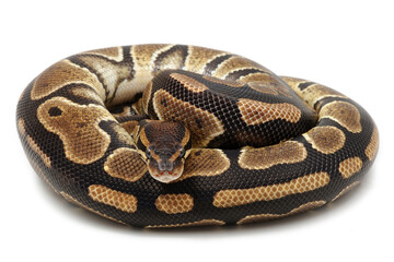 Ball python (Python regius) on a white background