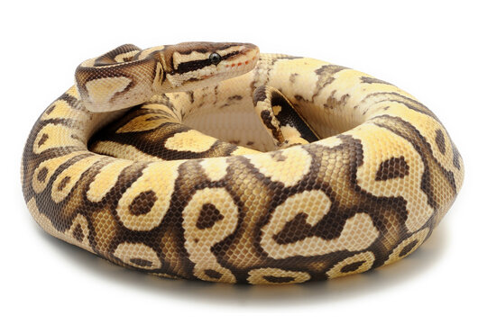 Ball python (Python regius) on a white background