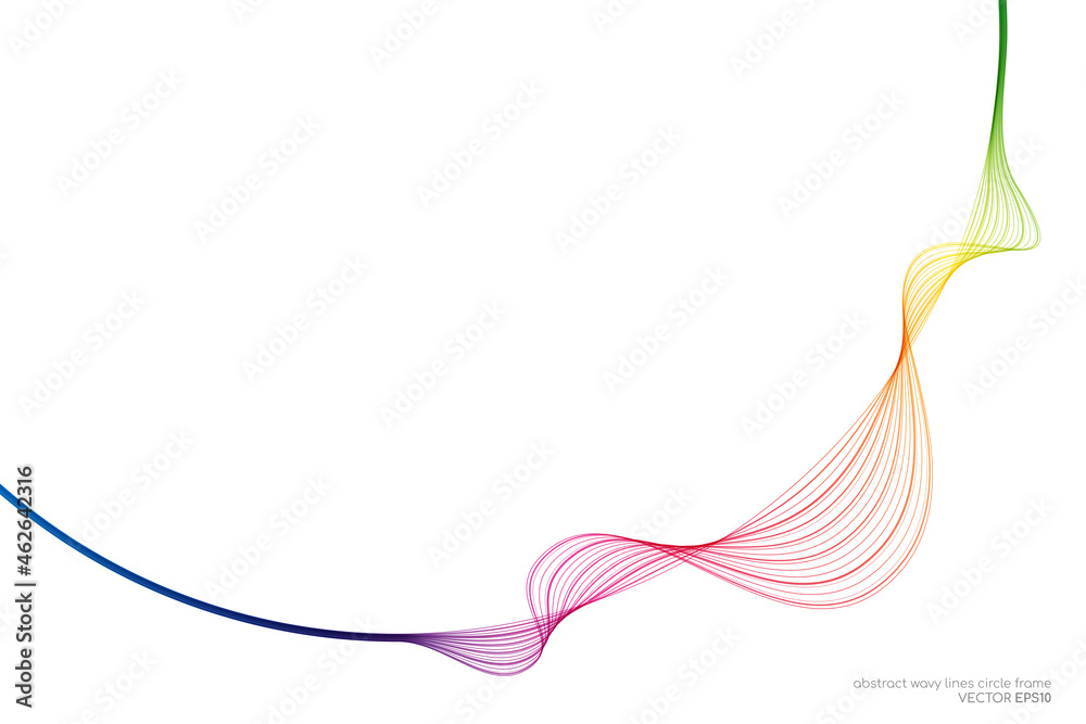 Aufkleber Vector abstract curve lines wavy in round frame colorful rainbow isolated on white background with empty space for text