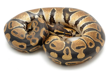 Ball python (Python regius) on a white background