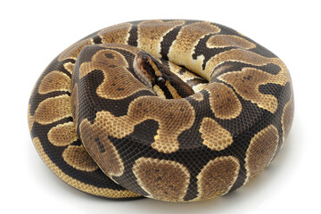 Ball python (Python regius) on a white background