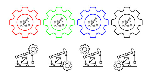 Pump jack, energy vector icon in gear set illustration for ui and ux, website or mobile application