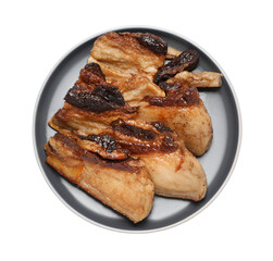 Tasty fried pork lard isolated on white