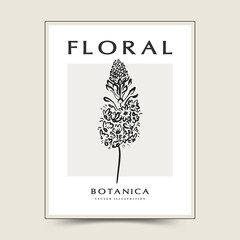 Botanical abstract wall arts. Floral vector poster collection.