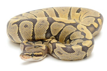 Ball python (Python regius) on a white background